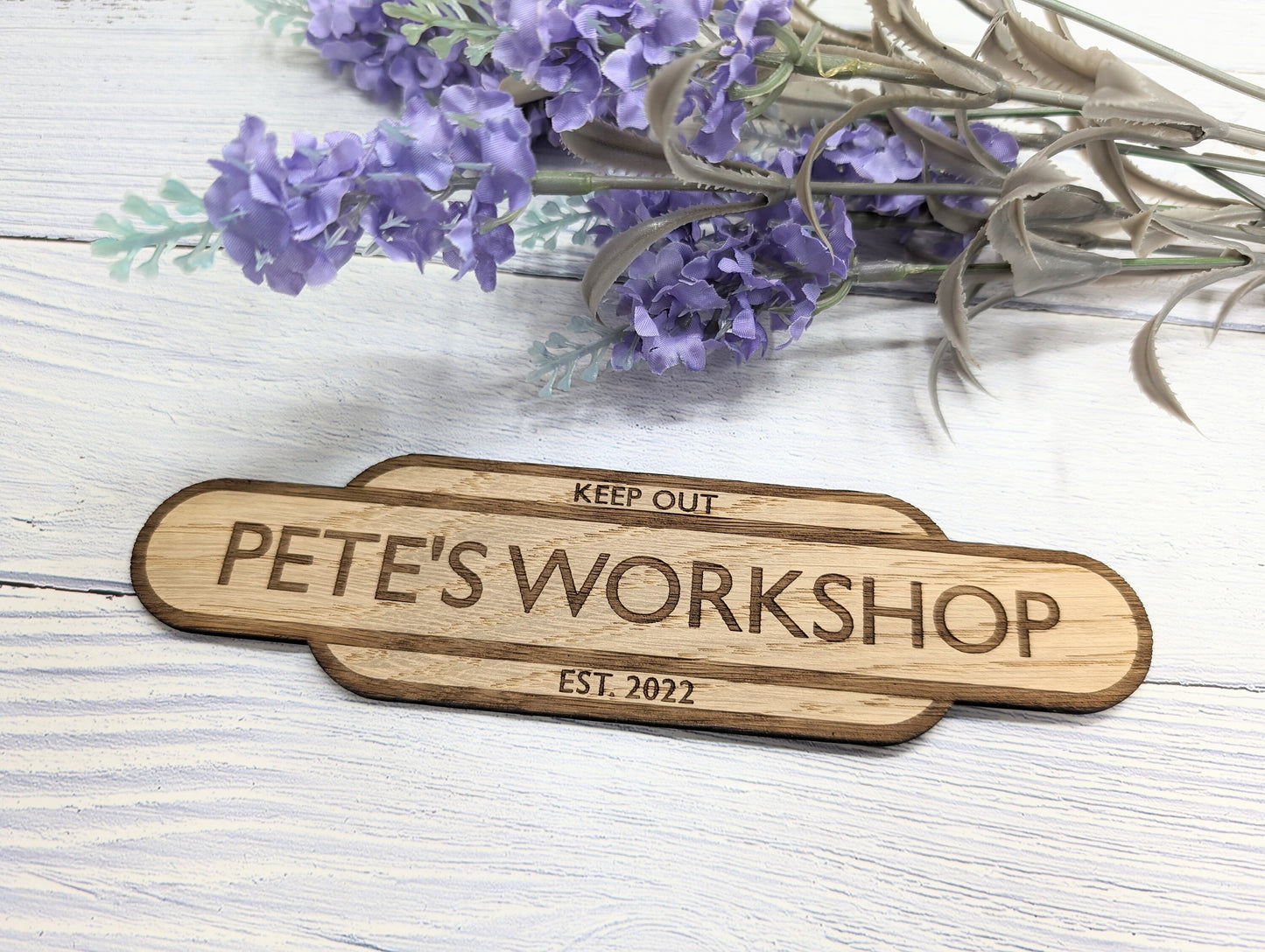 Personalised Railway Station Workshop Door Sign - Indoor Use - Oak MDF - Customisable Text, 4 Sizes - Eco-Friendly, British Rail