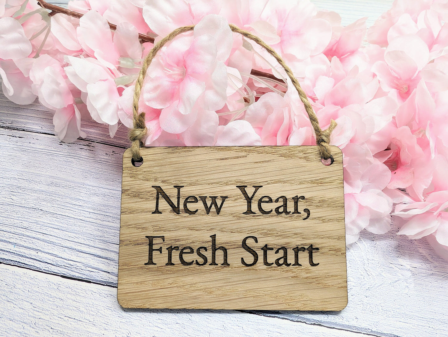 New Year, Fresh Start Oak Sign - Customisable, Motivational 2024 Decor