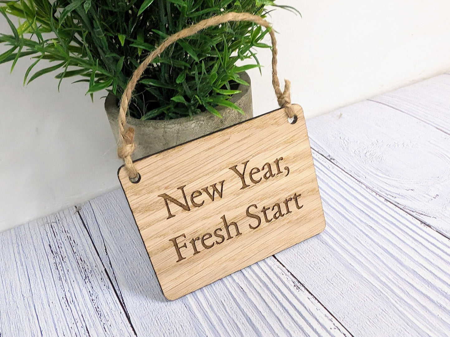 New Year, Fresh Start Oak Sign - Customisable, Motivational 2024 Decor