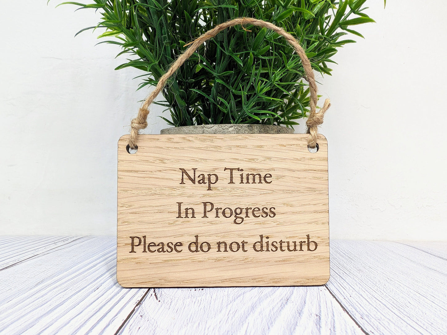 Personalised Nap Time in Progress - Oak Veneered Sign - Handcrafted Welsh Door Sign, Eco-Friendly "Do Not Disturb