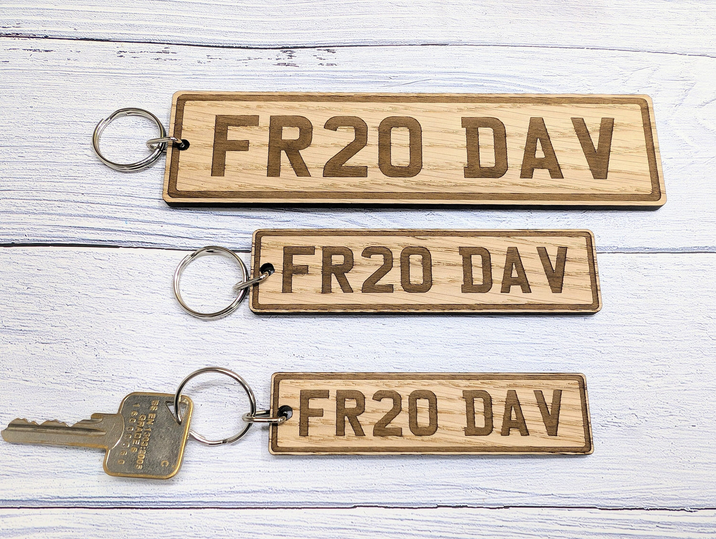 Custom UK Car Plate Keyring - Handmade Eco-Friendly Oak, Personalised Vehicle Registration Gift, Available in 3 Sizes