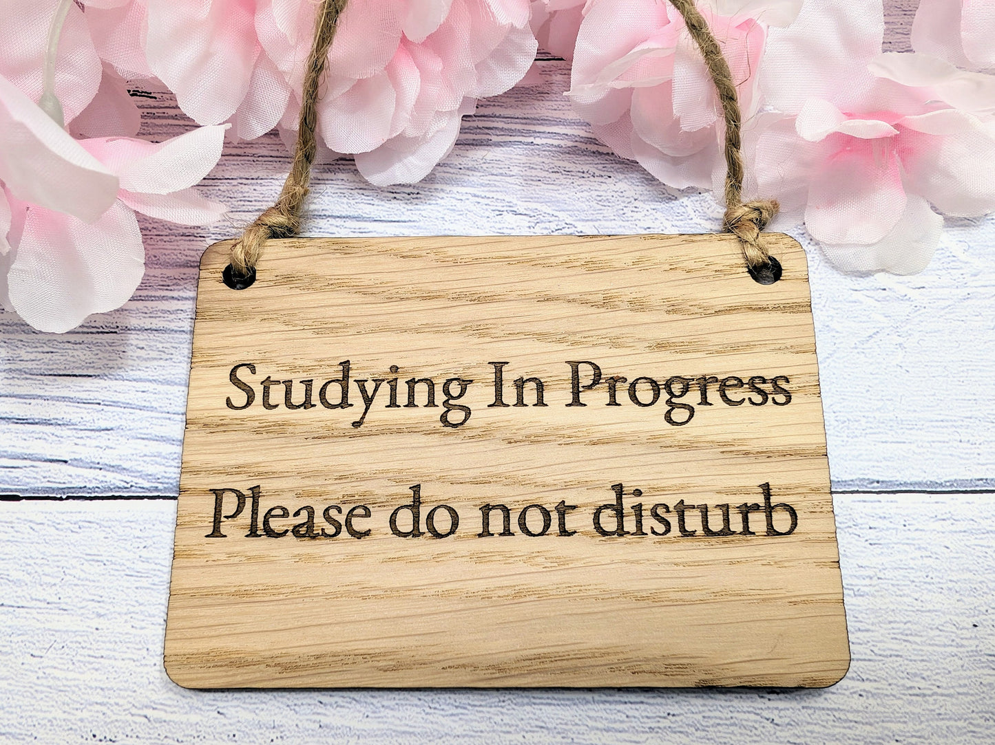 Studying in Progress - Oak Door Sign, Handcrafted in Wales, Eco-Friendly Study Aid, Available in 4 Sizes