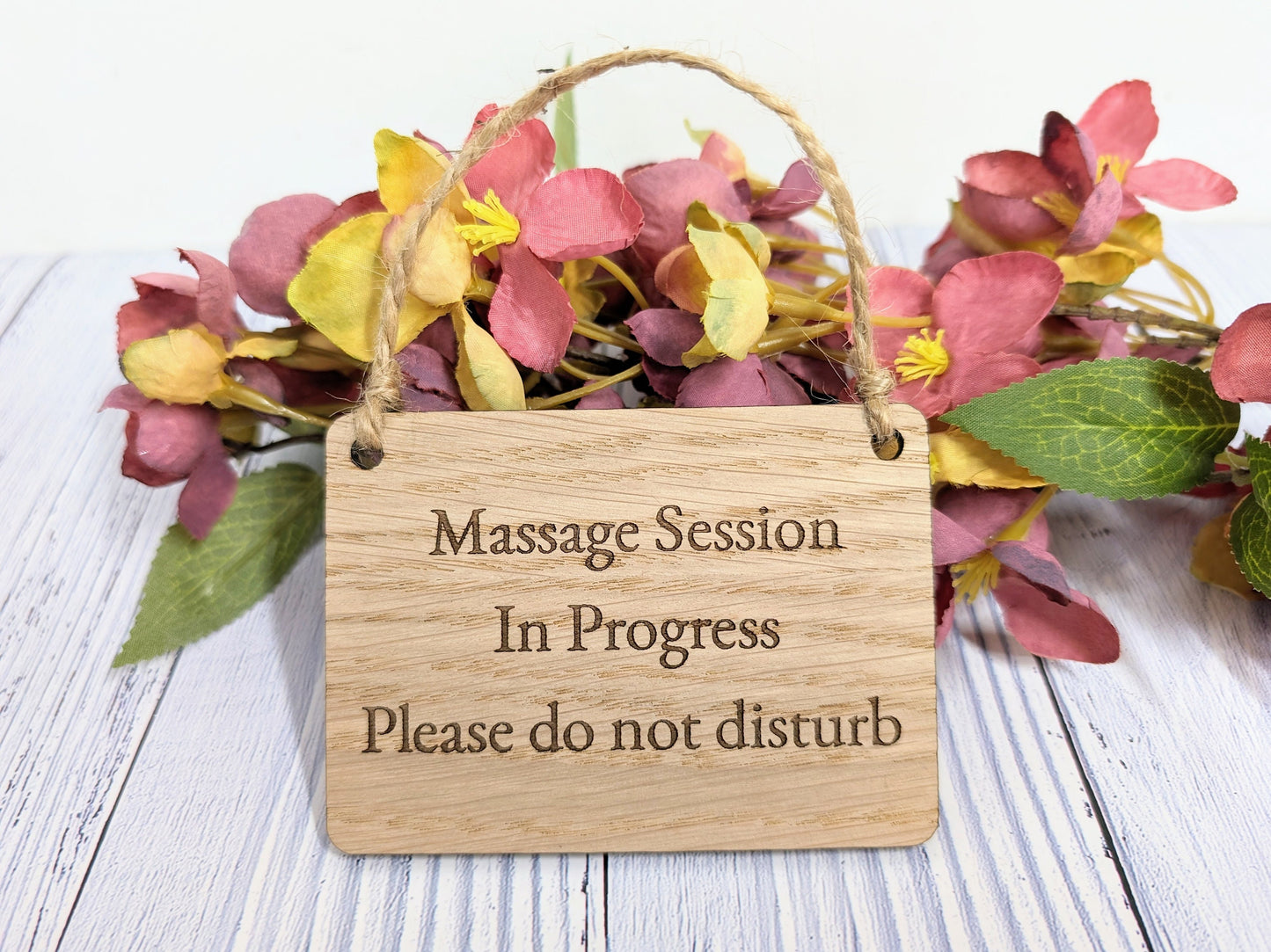 Massage Session in Progress - Oak Door Sign, Handcrafted in Wales, Peaceful Spa Decor, Available in 4 Sizes