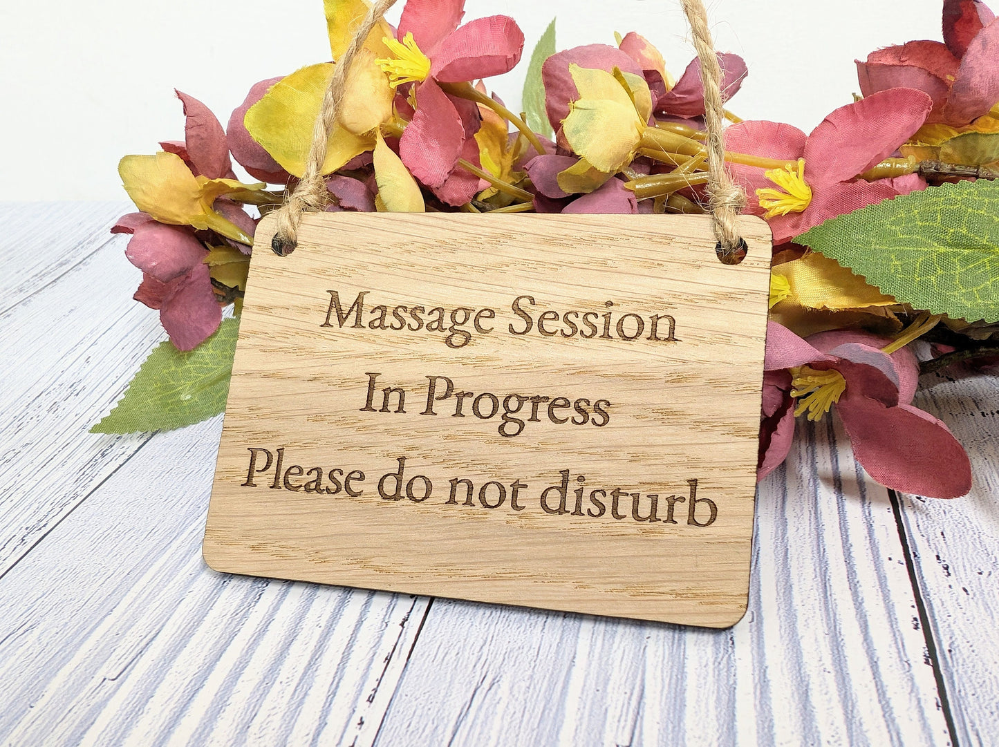 Massage Session in Progress - Oak Door Sign, Handcrafted in Wales, Peaceful Spa Decor, Available in 4 Sizes