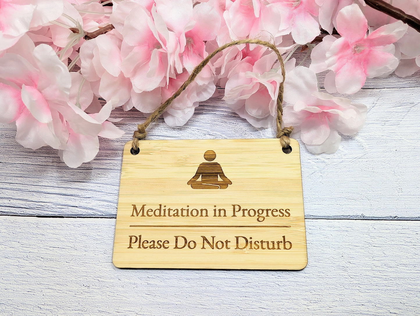 Meditation in Progress, Please Do Not Disturb - Bamboo Door Sign,  Eco Friendly Bamboo, Mindfulness Gift, Home Office Decor