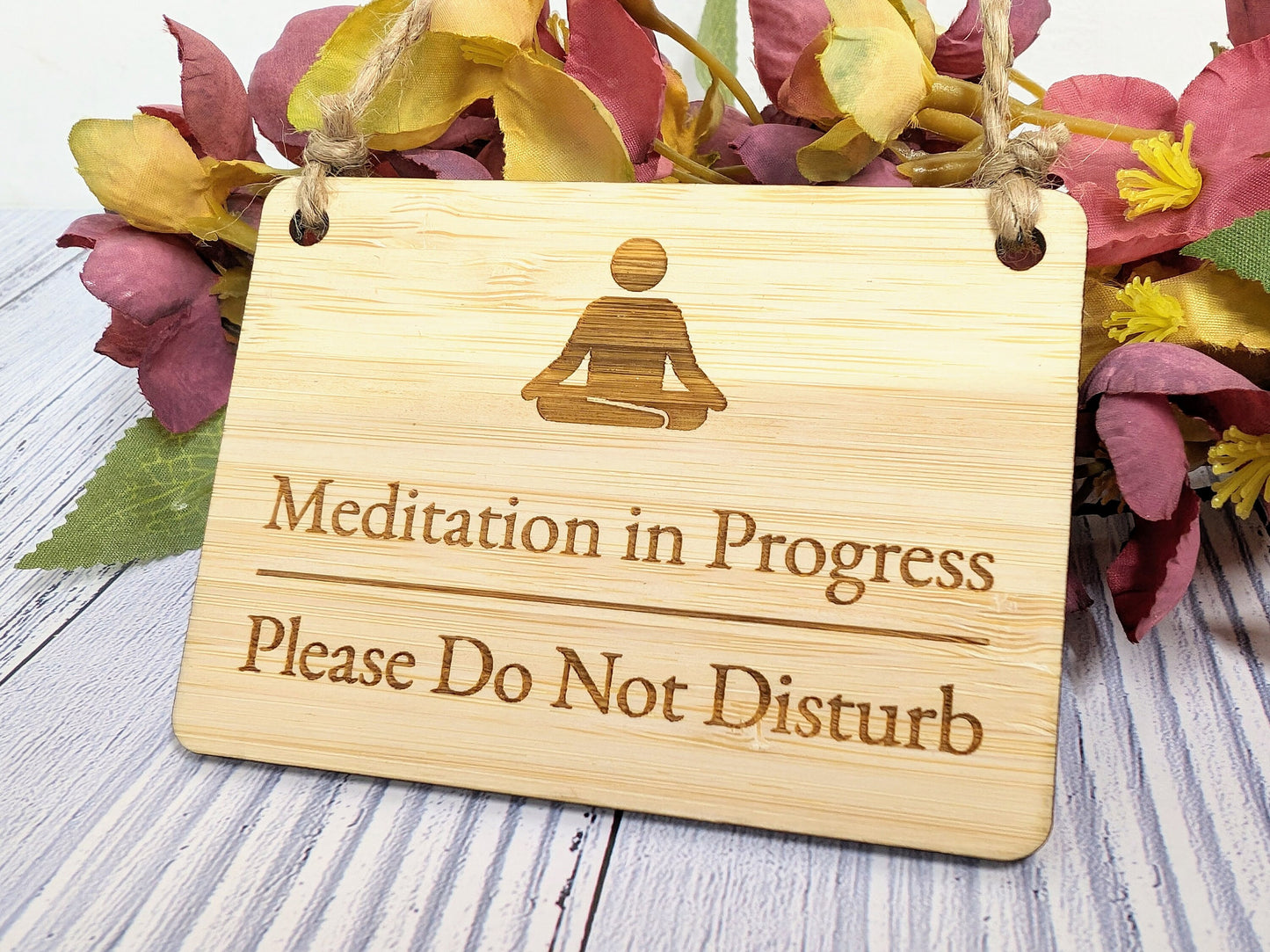 Meditation in Progress, Please Do Not Disturb - Bamboo Door Sign,  Eco Friendly Bamboo, Mindfulness Gift, Home Office Decor