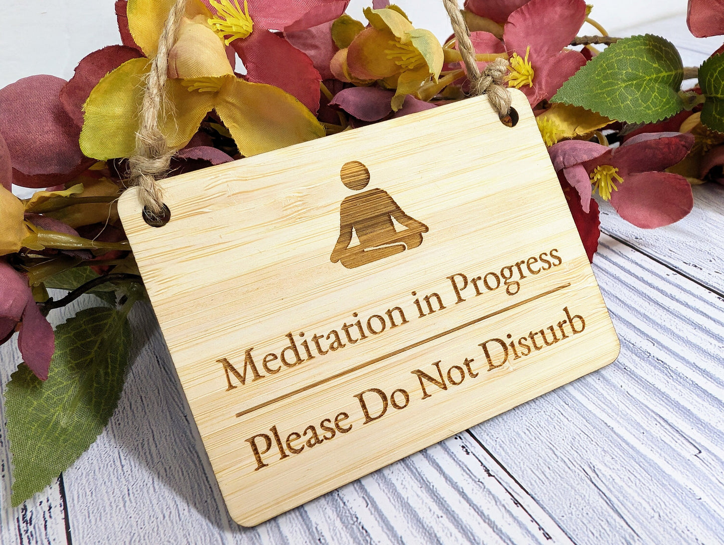 Meditation in Progress, Please Do Not Disturb - Bamboo Door Sign,  Eco Friendly Bamboo, Mindfulness Gift, Home Office Decor