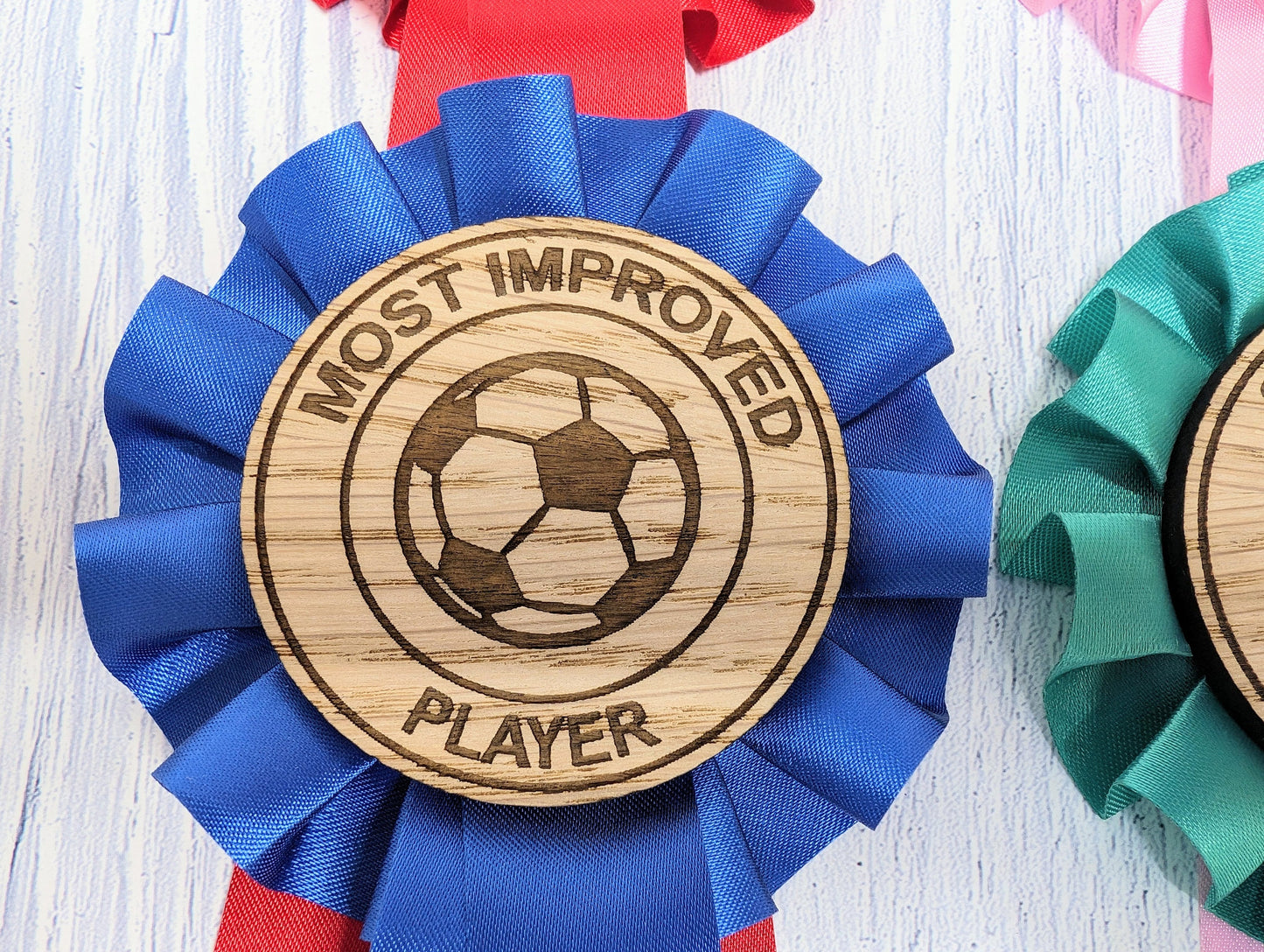 Custom Football Rosettes - Personalised Soccer Awards | Choice of Colours, Eco-Friendly, Handcrafted, Fun & Serious Titles