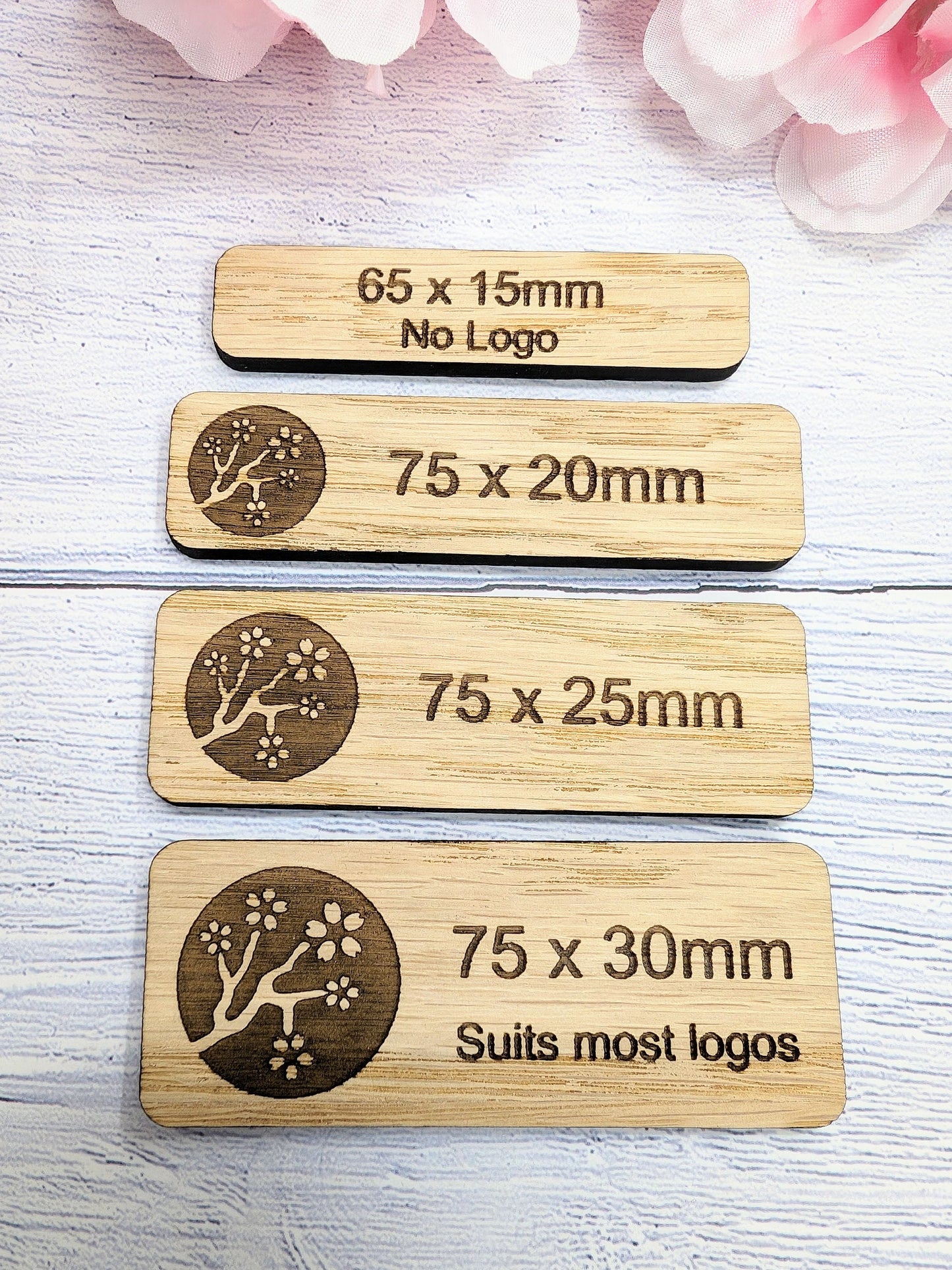 Custom Oak Veneered Name Badges - Business & Retail, Eco-Friendly, Multiple Sizes/Attachments, Personalized for Cafes, Charities