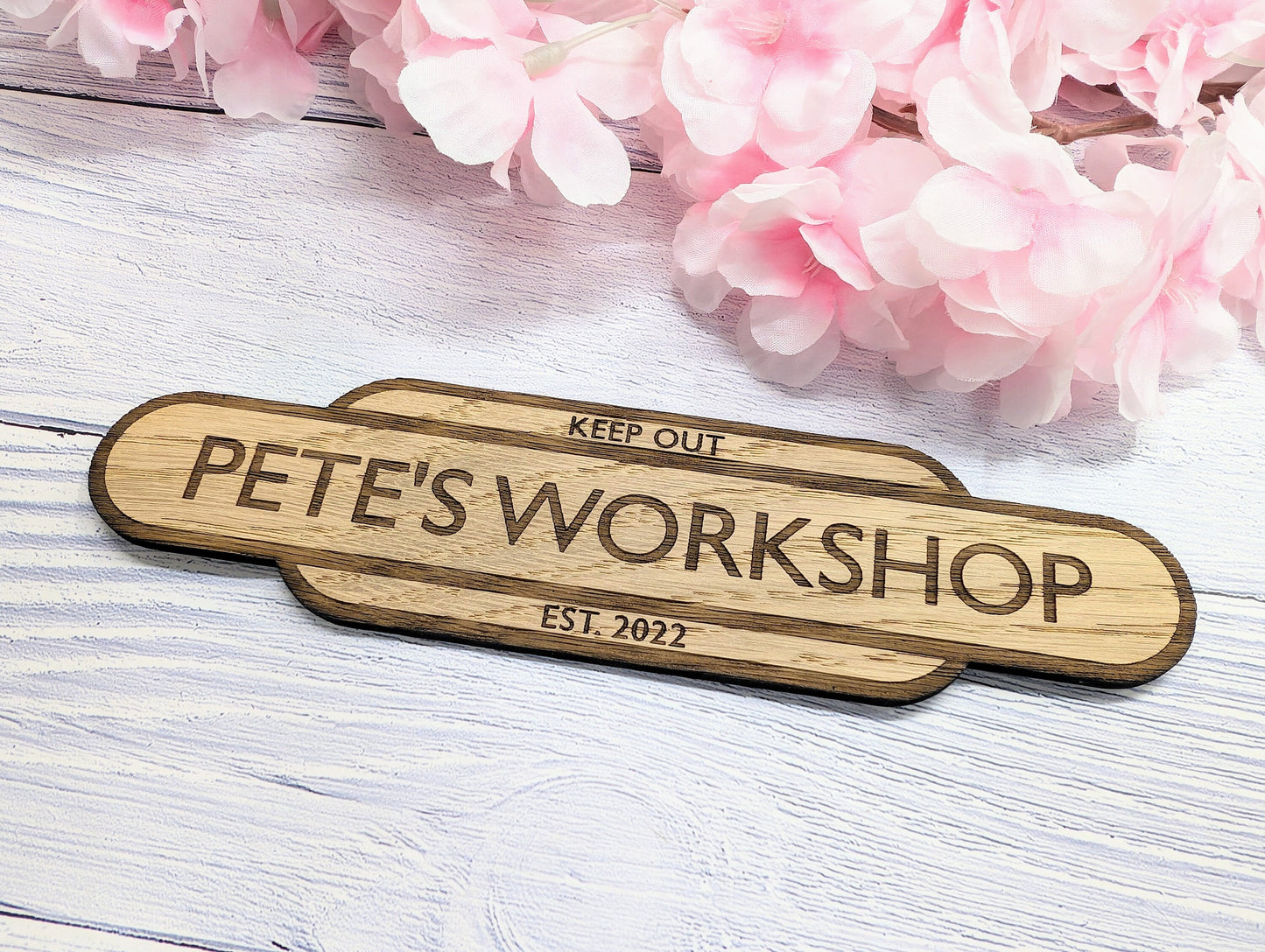 Personalised Railway Station Workshop Door Sign - Indoor Use - Oak MDF - Customisable Text, 4 Sizes - Eco-Friendly, British Rail