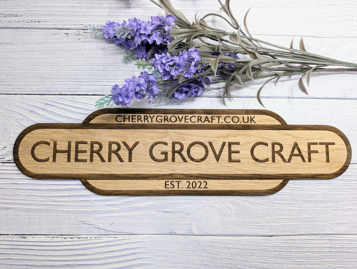 Personalised Railway Station Business Name Door Sign - Indoor Use - Oak MDF - Customisable Text, 4 Sizes - Eco-Friendly, British Rail