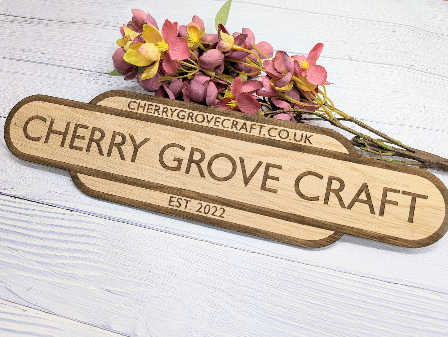 Personalised Railway Station Business Name Door Sign - Indoor Use - Oak MDF - Customisable Text, 4 Sizes - Eco-Friendly, British Rail