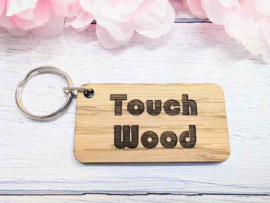 Touch Wood Oak Veneer Keyring - 65x35mm, Superstition Gift | Crafted in Wales, Unique Keepsake, Perfect for Superstitious Folk, Eco-Friendly