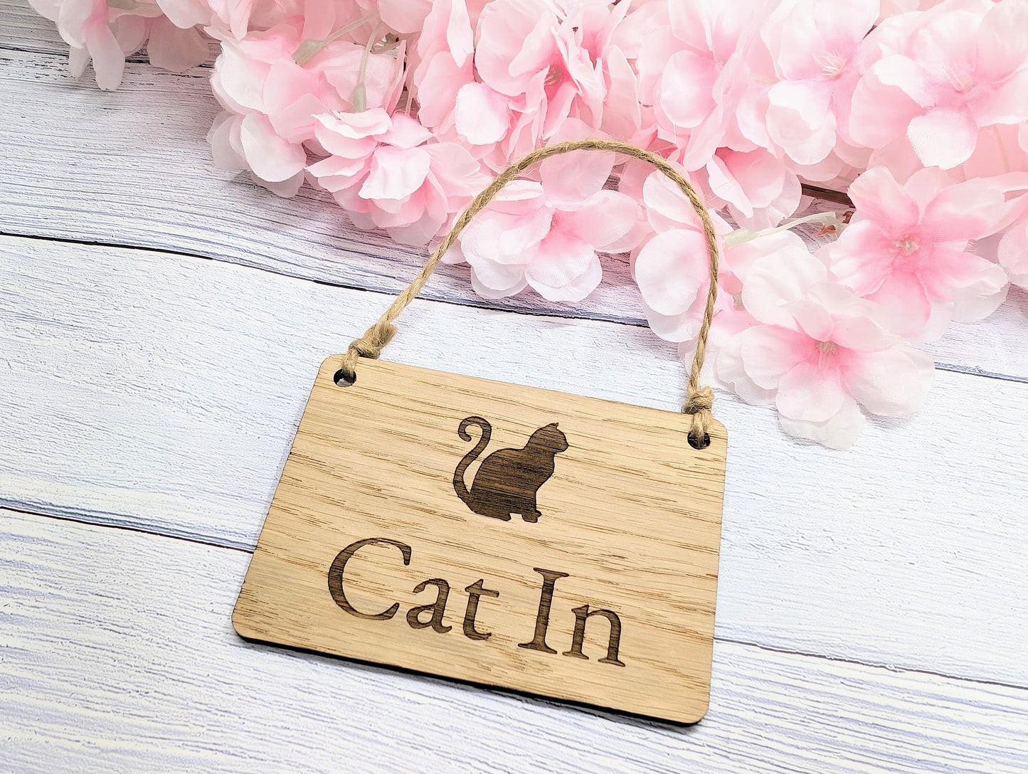 Double-Sided 'Cat In/Out' Wooden Tracker Sign - Eco-Friendly, Handcrafted | Cat Lovers' Must-Have, 4 Sizes, Made in Wales