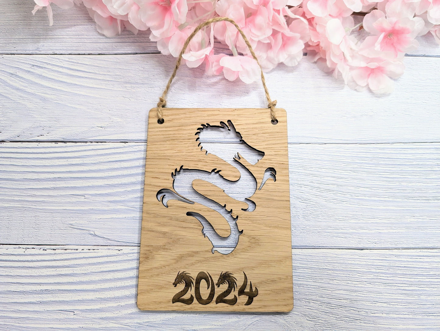 2024 Year of the Dragon Wooden Sign - Oak Veneer, 4 Sizes | Handmade in Wales, Perfect Birthday Gift | Dragon Design, Celebratory Home Decor