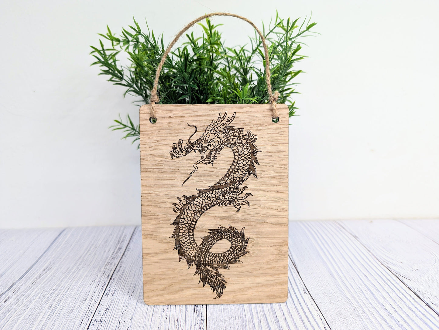 Handcrafted Dragon Wooden Sign - Timeless Fantasy Decor, Oak Veneer, Made in Wales | Perfect for Mythical Themed Gifts & Game Nights