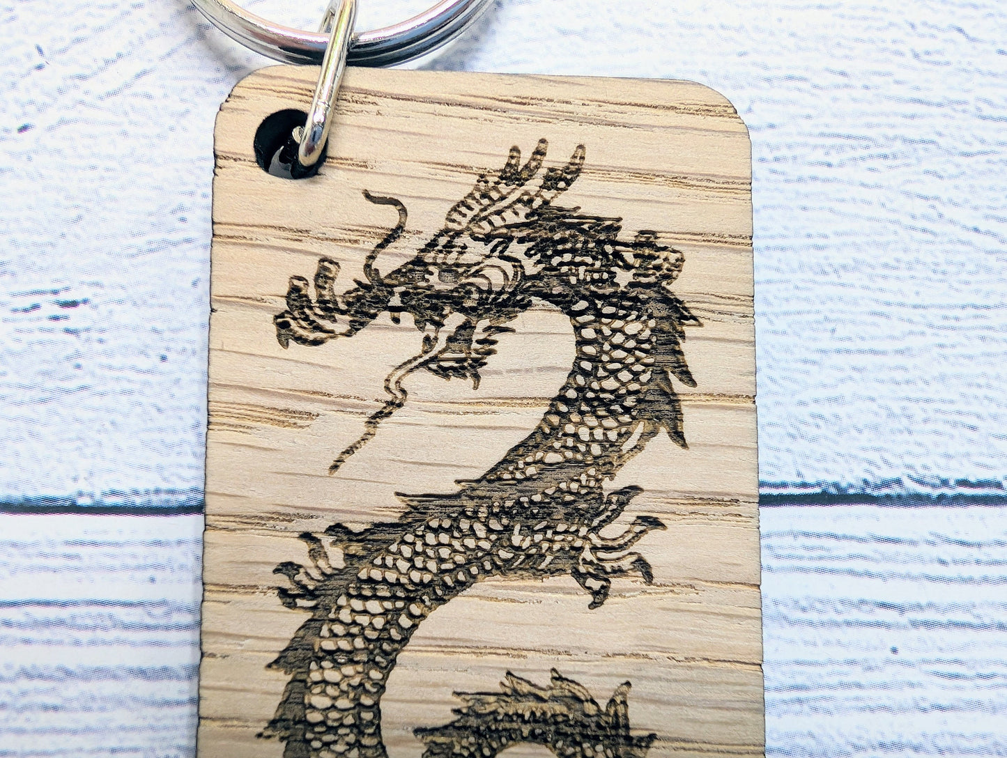 Dragon Keyring - Handcrafted Welsh Oak, 65x35mm | Ideal for Year of the Dragon & Fantasy Game Lovers, Unique Gift