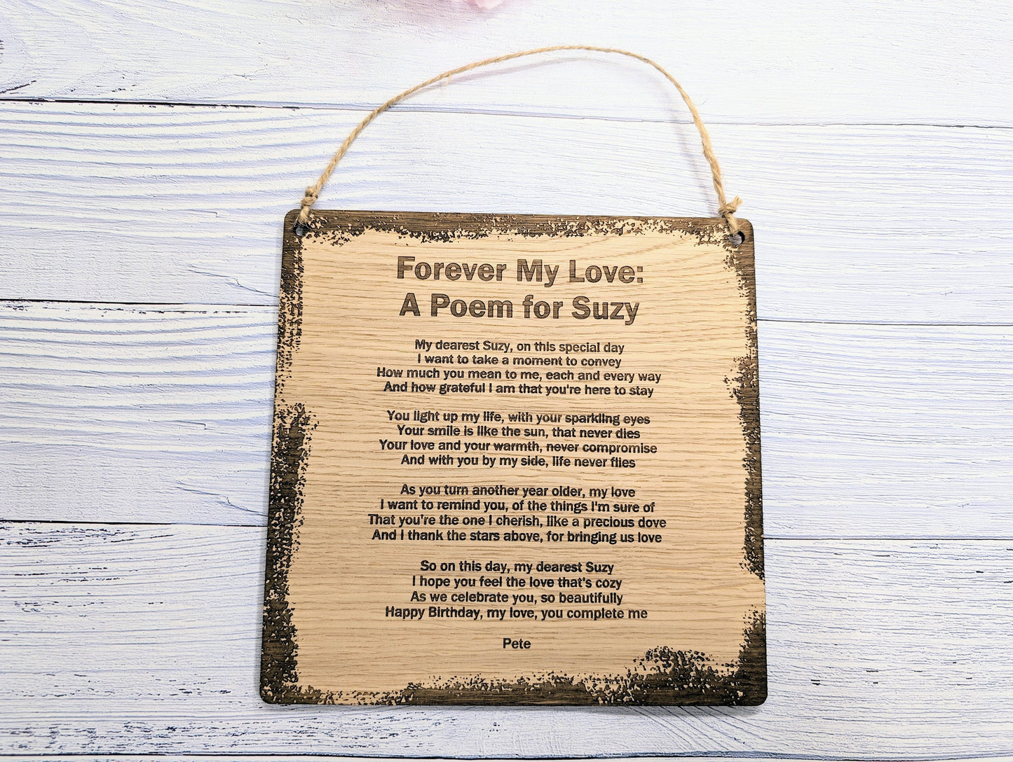 Rustic Charm Engraved Wooden Sign | Custom Poem or Message | Oak MDF | Homey & Artisanal Decor | Eco-Friendly Design