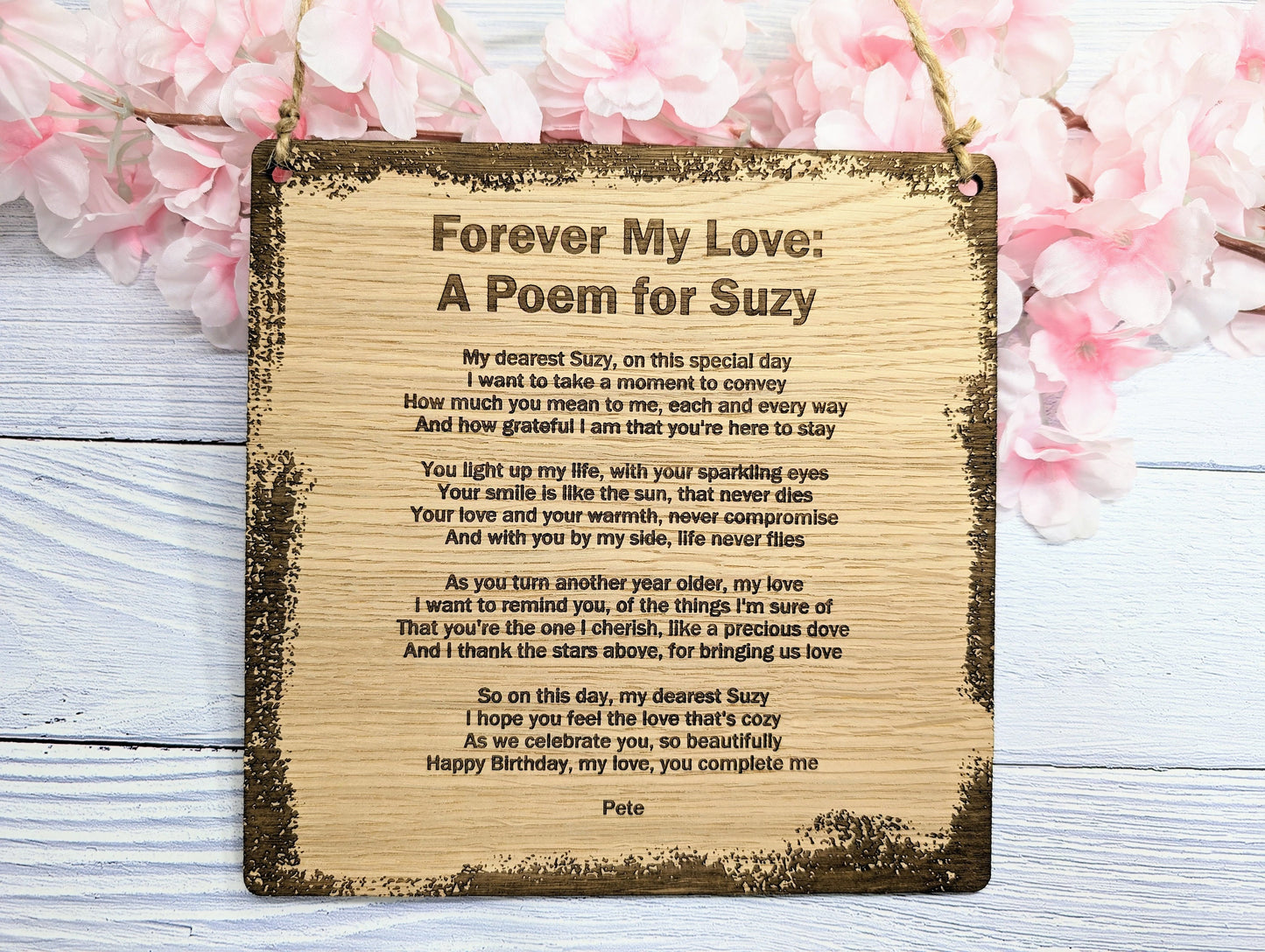 Rustic Charm Engraved Wooden Sign | Custom Poem or Message | Oak MDF | Homey & Artisanal Decor | Eco-Friendly Design