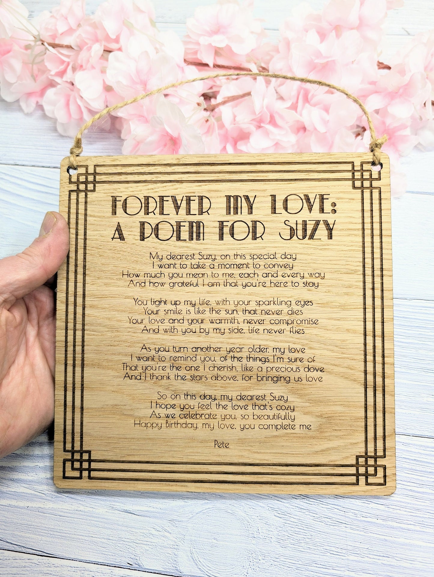 Art Deco Engraved Display Plaque | Custom Poem or Text