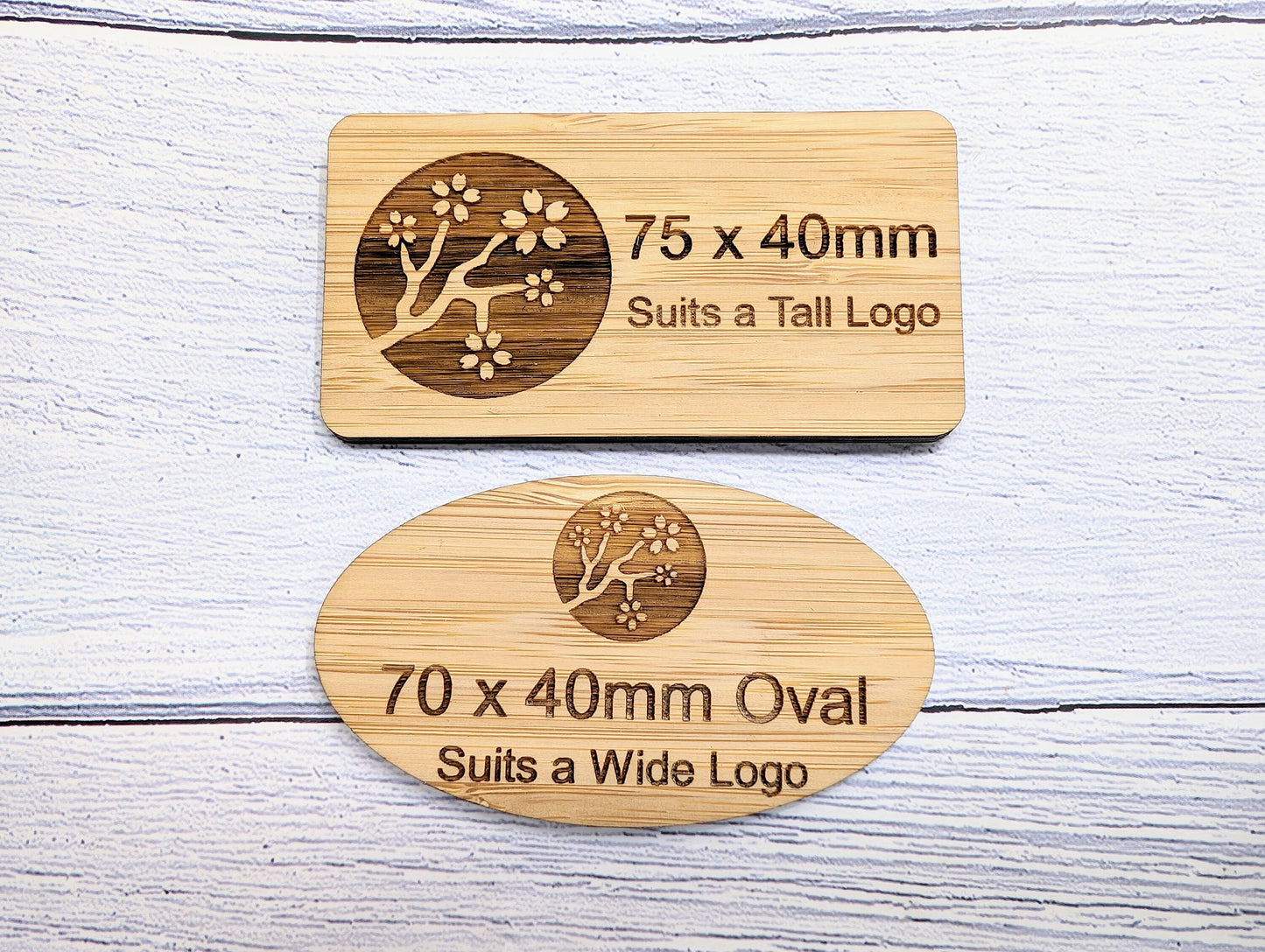 Bamboo Name Badges, Custom Bamboo Name Tags - Business & Retail, Eco-Friendly, Multiple Sizes/Attachments, Personalised for Cafes, Charities