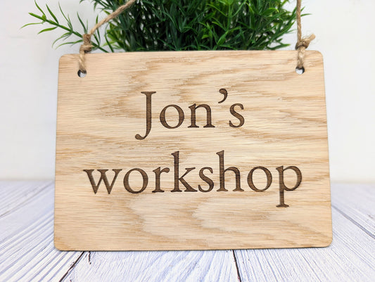 Workshop Sign Personalised, Wooden - Personalised Name Plaque, 4 Sizes | Handcrafted, Eco-Friendly, Ideal for Home & Professional Workshops