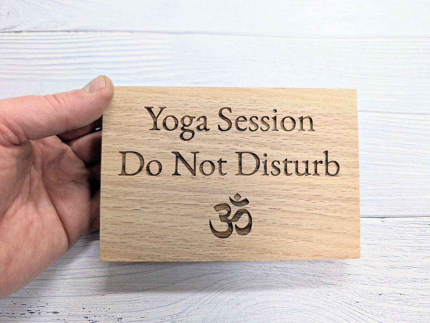 Yoga Do Not Disturb Oak Sign - Freestanding Sign - Yoga Session, Namaste Symbol - Perfect for Studios & Home, Namaste Sign, Gift For Yogis