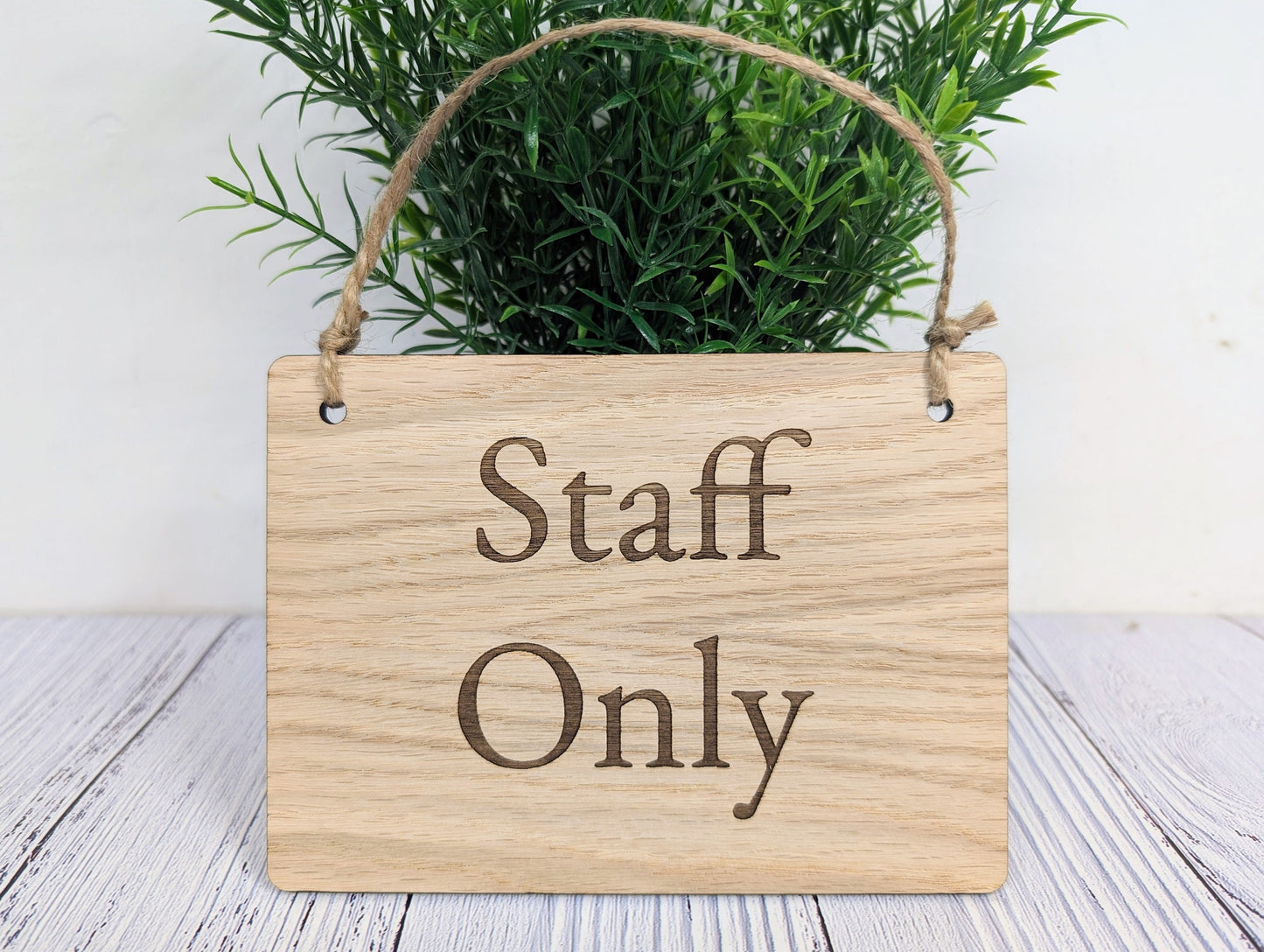 Personalised 'Staff Only' Wooden Sign in Oak Veneer- Custom Text/Logo Option - 4 Sizes Available, Door Sign, Workspace Privacy, Bulk Welcome