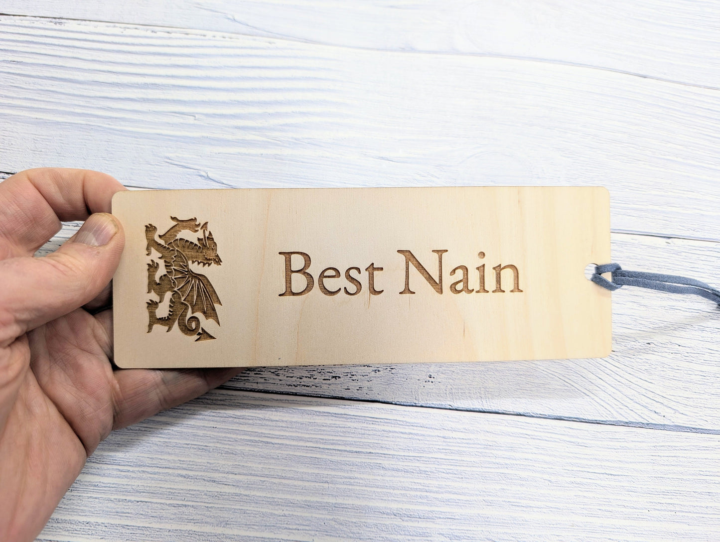 Best Nain - Welsh Dragon Engraved Wooden Bookmark