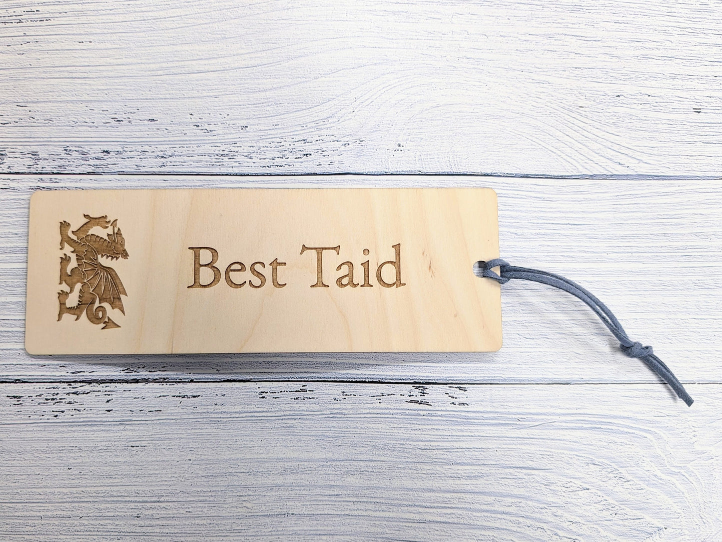 Best Taid - Welsh Dragon Engraved Wooden Bookmark