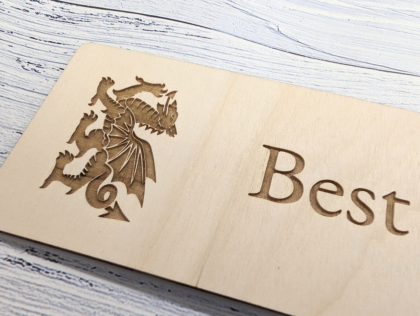 Best Taid - Welsh Dragon Engraved Wooden Bookmark