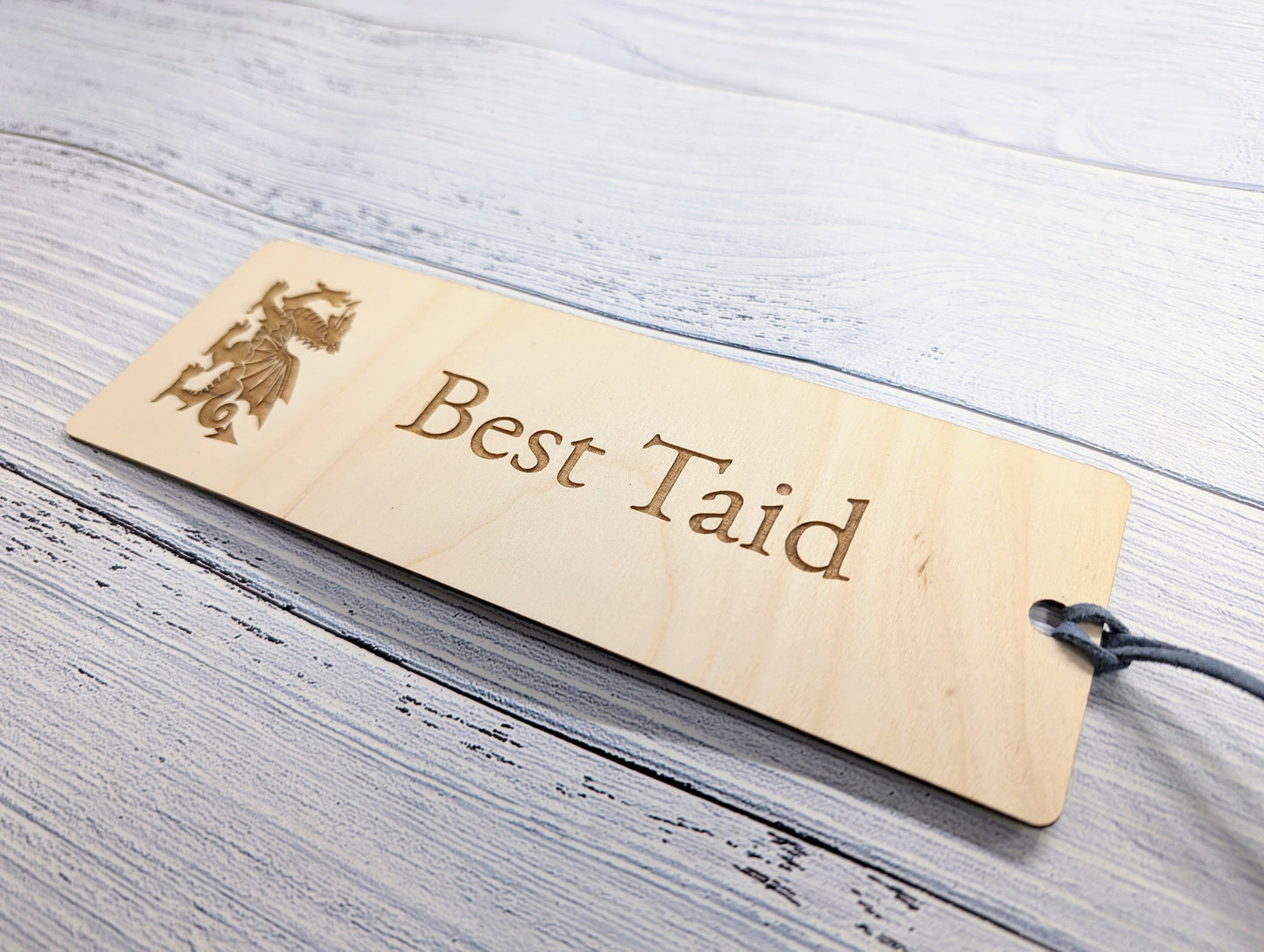 Best Taid - Welsh Dragon Engraved Wooden Bookmark