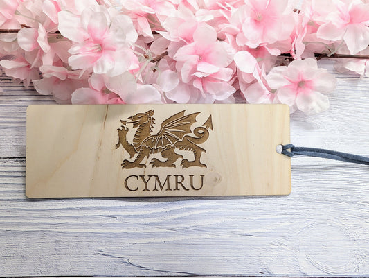 Welsh Dragon Cymru Engraved Wooden Bookmark