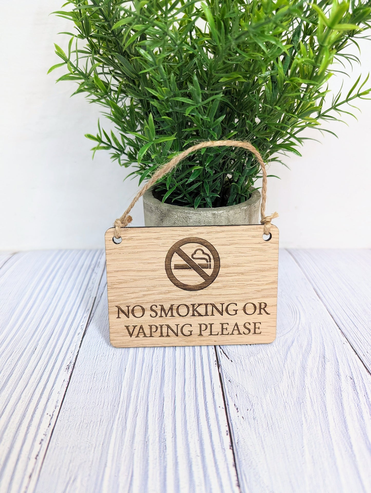 No Smoking or Vaping Please" Wooden Sign | Oak Veneered MDF | 4 Sizes | Handcrafted in Wales | Eco-Friendly