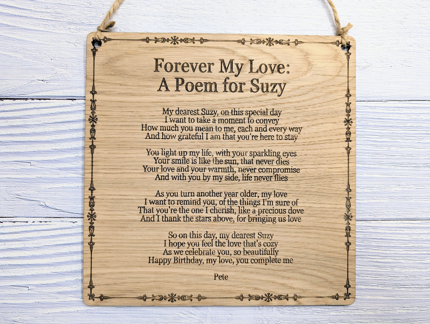 Traditional Style Engraved Wall Plaque | Personalised Poem or Text | Oak Veneer MDF | Classic Home & Business Decor | Eco-Conscious