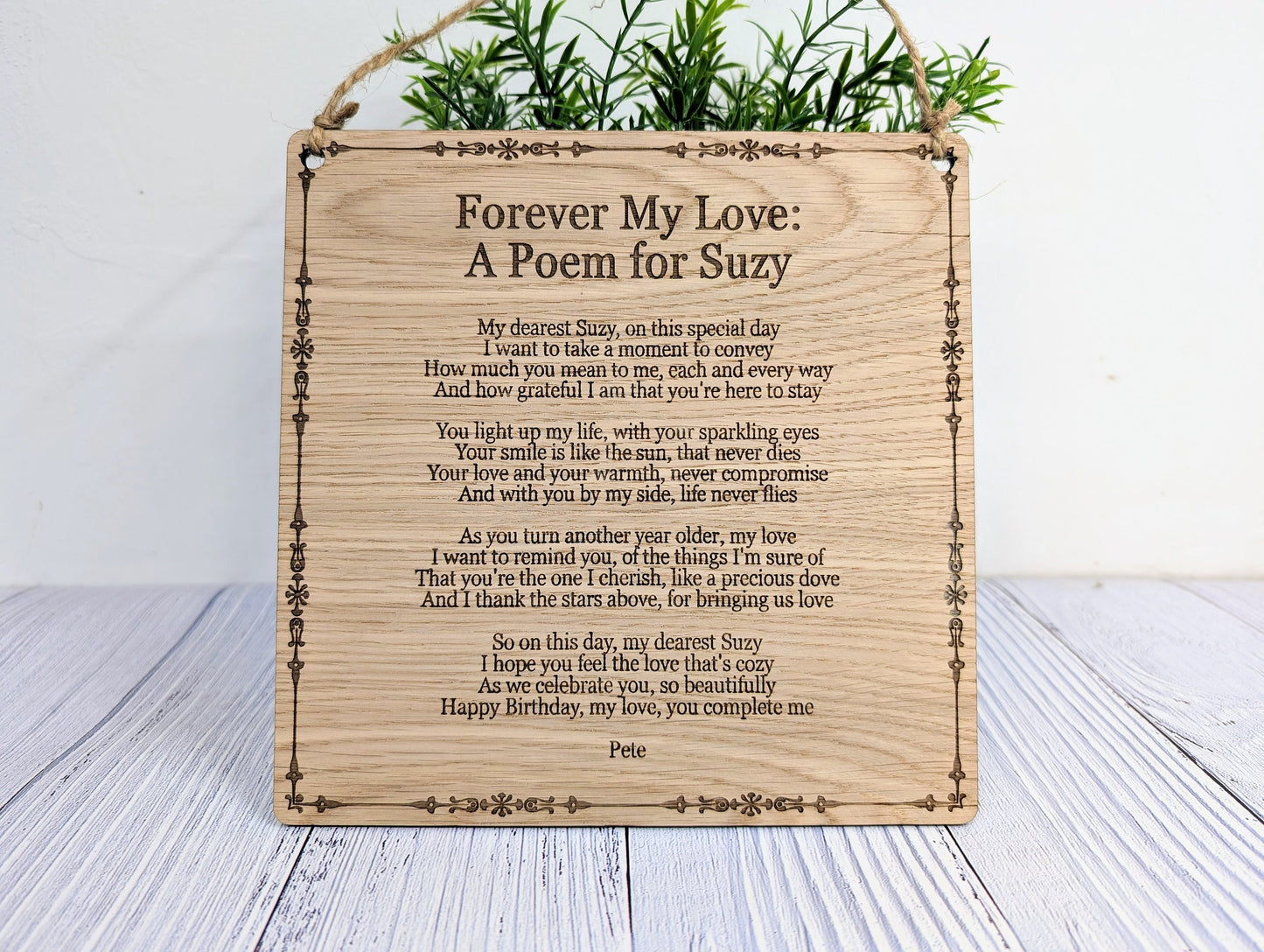 Traditional Style Engraved Wall Plaque | Personalised Poem or Text | Oak Veneer MDF | Classic Home & Business Decor | Eco-Conscious