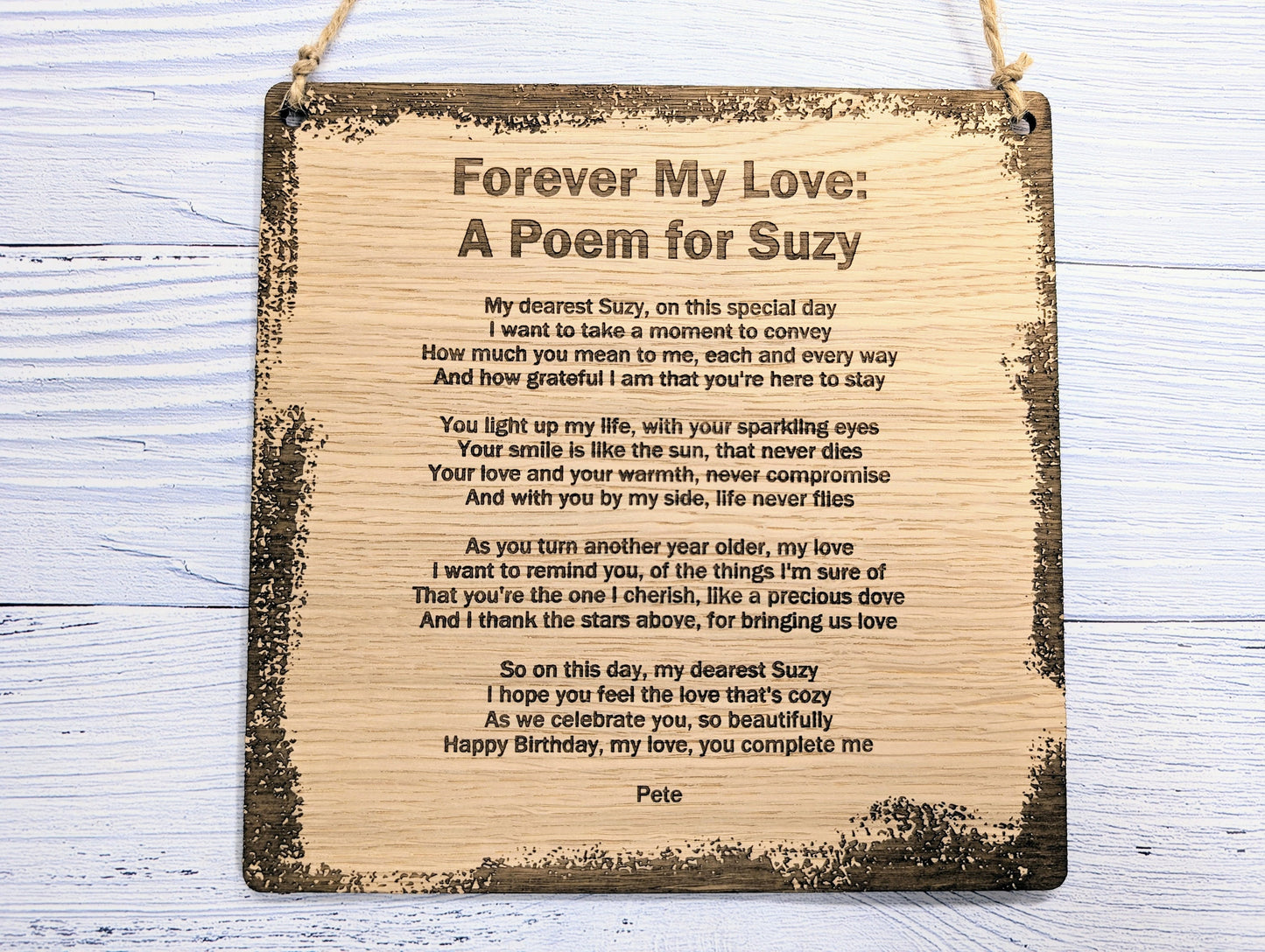 Rustic Charm Engraved Wooden Sign | Custom Poem or Message | Oak MDF | Homey & Artisanal Decor | Eco-Friendly Design