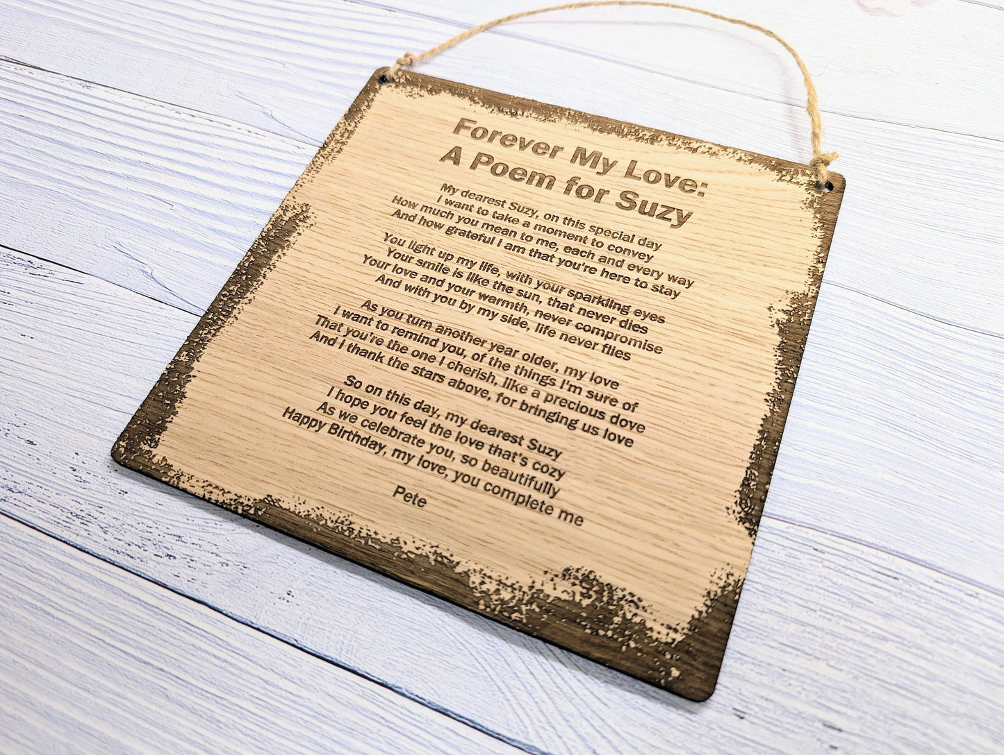 Rustic Charm Engraved Wooden Sign | Custom Poem or Message | Oak MDF | Homey & Artisanal Decor | Eco-Friendly Design