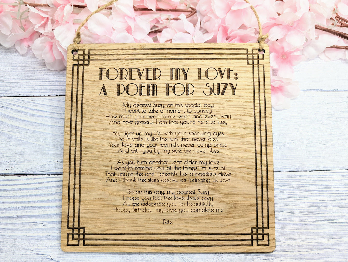 Art Deco Engraved Display Plaque | Custom Poem or Text