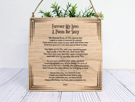 Custom Engraved Poem & Message Sign | Oak Veneer MDF | Personalised Wall Art | Thoughtful Home and Office Decor | Eco-Friendly Design