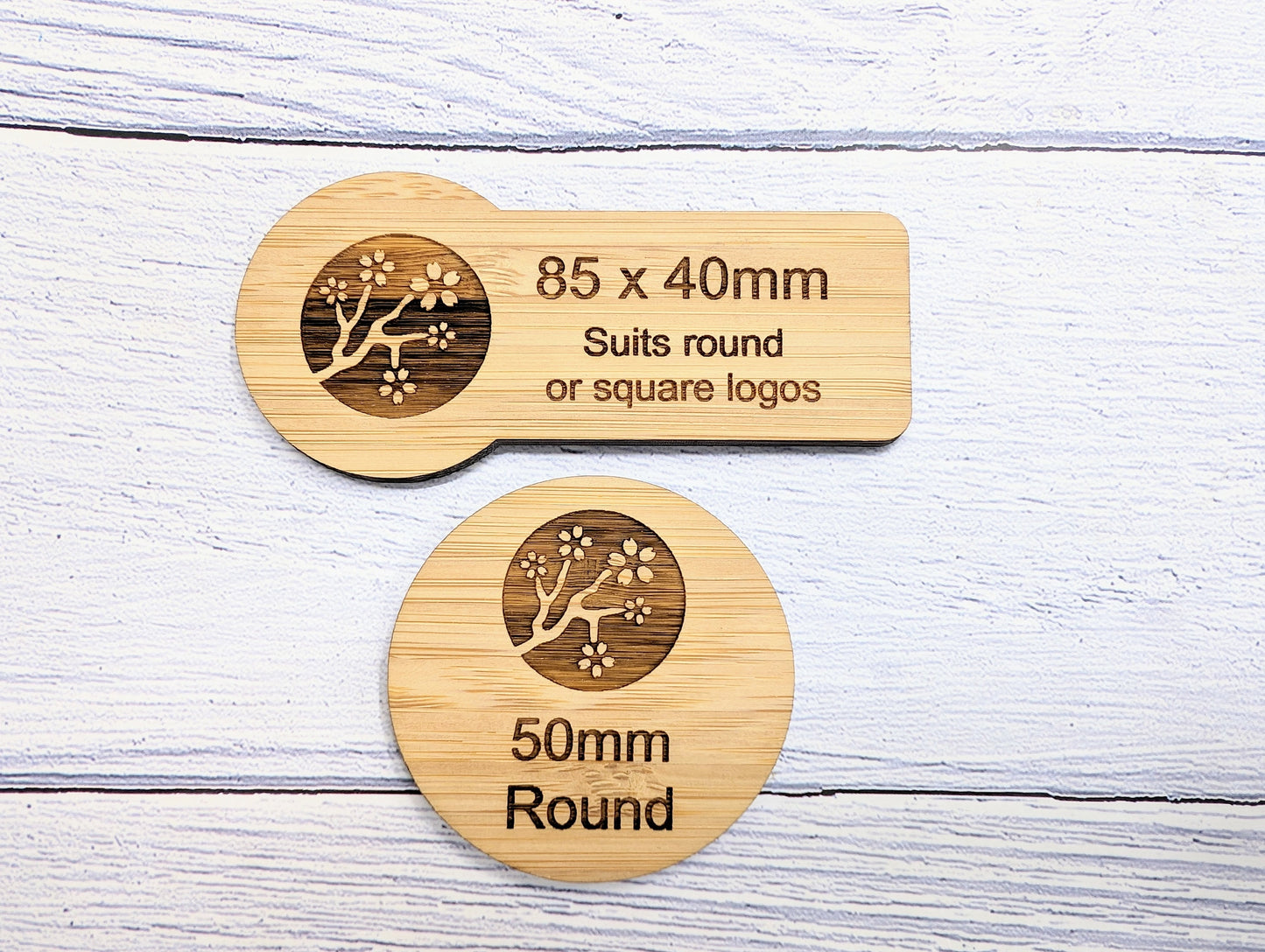 Bamboo Name Badges, Custom Bamboo Name Tags - Business & Retail, Eco-Friendly, Multiple Sizes/Attachments, Personalised for Cafes, Charities