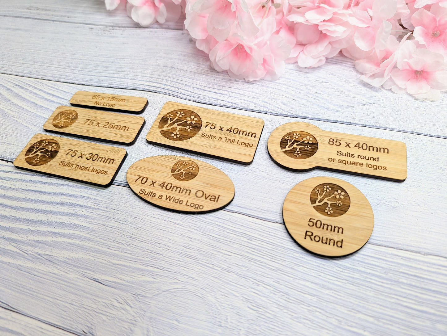 Bamboo Name Badges, Custom Bamboo Name Tags - Business & Retail, Eco-Friendly, Multiple Sizes/Attachments, Personalised for Cafes, Charities