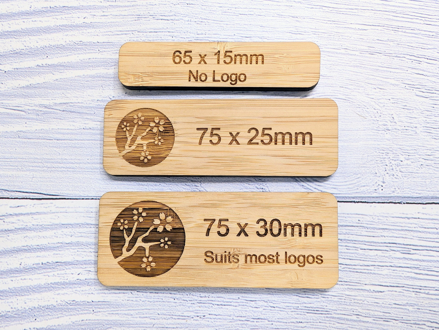 Bamboo Name Badges, Custom Bamboo Name Tags - Business & Retail, Eco-Friendly, Multiple Sizes/Attachments, Personalised for Cafes, Charities