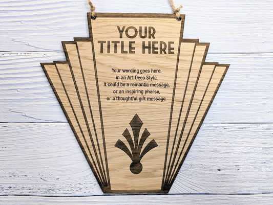 Art Deco Personalised Hanging Sign | Custom Engraved