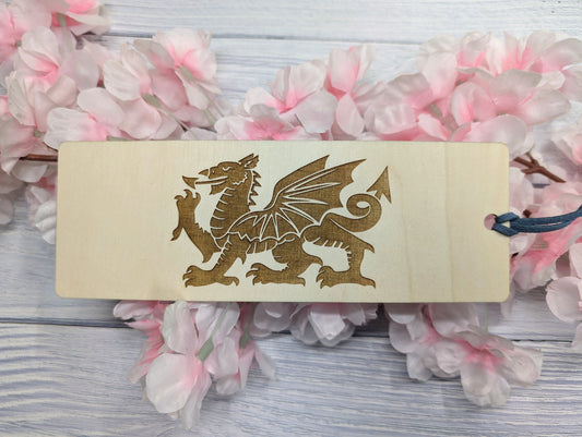 Welsh Dragon Engraved Wooden Bookmark