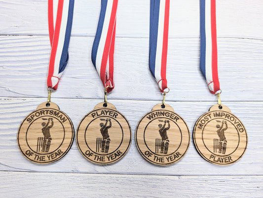 Custom Cricket-Themed Wooden Medals - Personalised Sports Awards for Teams and Clubs, Custom Cricketer Prizes, EcoFriendly Team Recognition