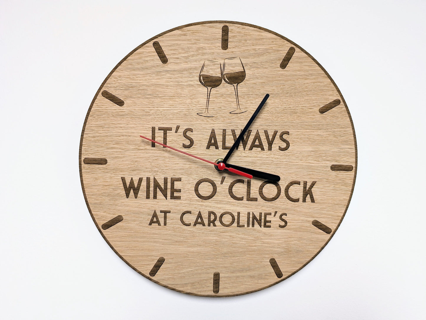 Personalised Wine O'Clock Wooden Wall Clock - 30cm