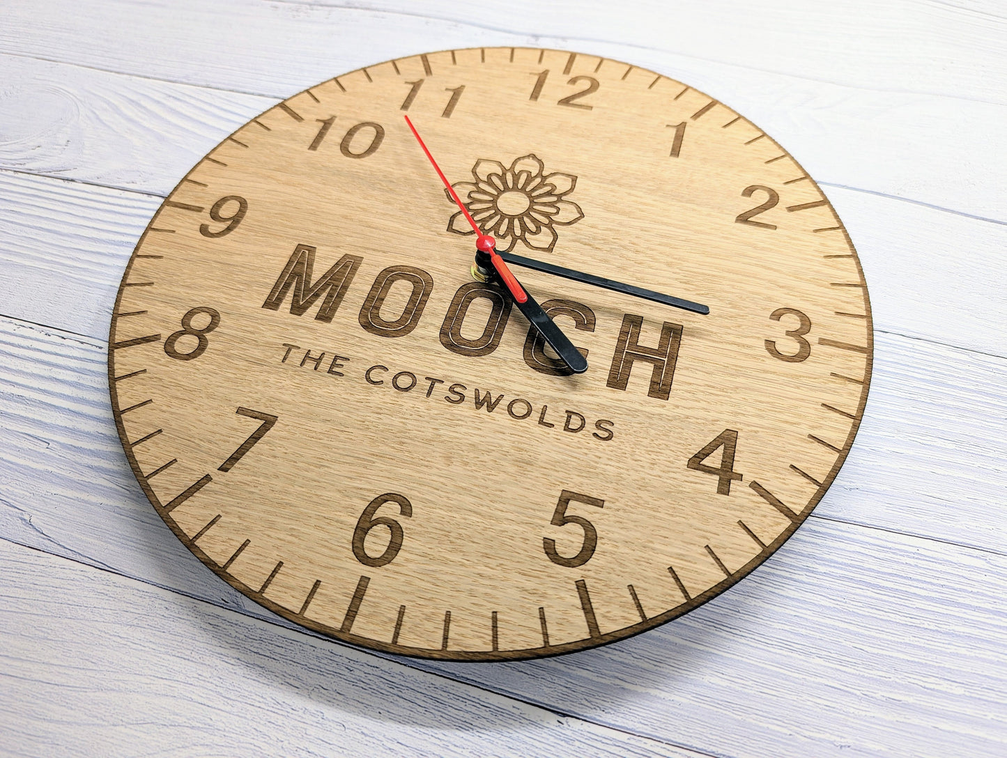 Custom Engraved Wooden Logo Wall Clock - Personalised Branded Timepiece