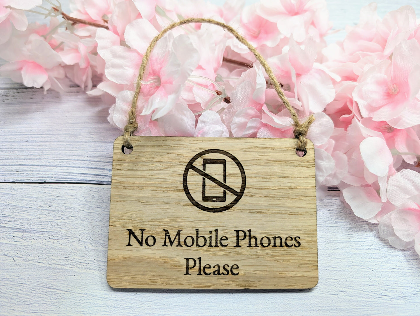 No Mobile Phones Please Wooden Sign - Eco-Conscious Indoor Signage - Available in 4 Sizes, Door Sign, Wall Sign, Bulk Welcome