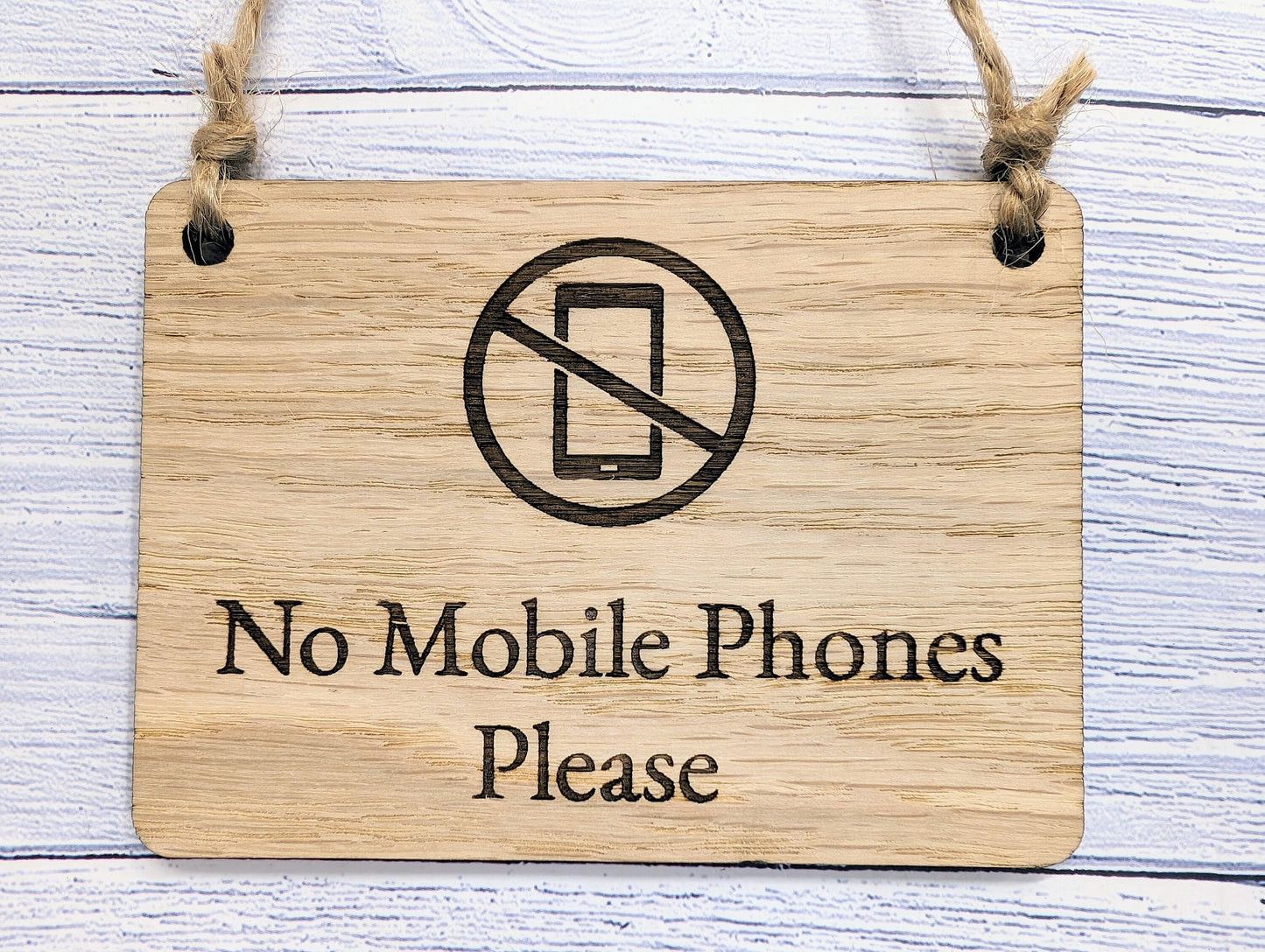 No Mobile Phones Please Wooden Sign - Eco-Conscious Indoor Signage - Available in 4 Sizes, Door Sign, Wall Sign, Bulk Welcome